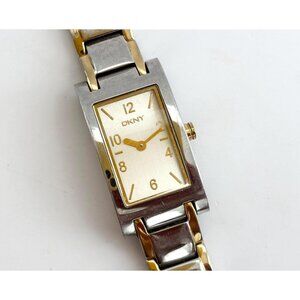 DKNY Dual Toned 250701 NY-3604 5ATM Vintage Women's Wristwatch - 17.5mm - WORKS!
